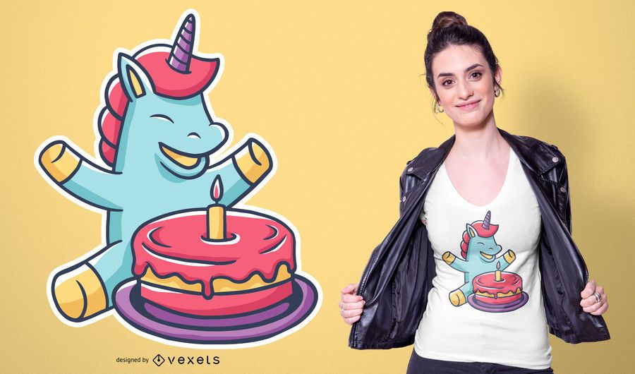 Unicorn Cartoon Cake T-shirt Design Unicorn Cartoon Cake T-shirt Design