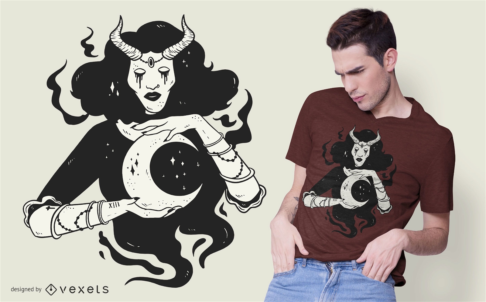 Design de camisetas da bruxa da lua