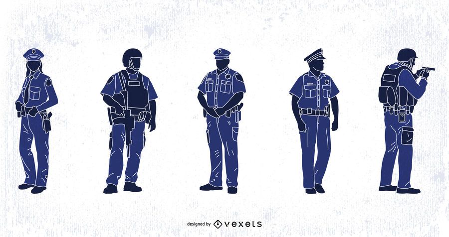 Police silhouettes set Police silhouettes set