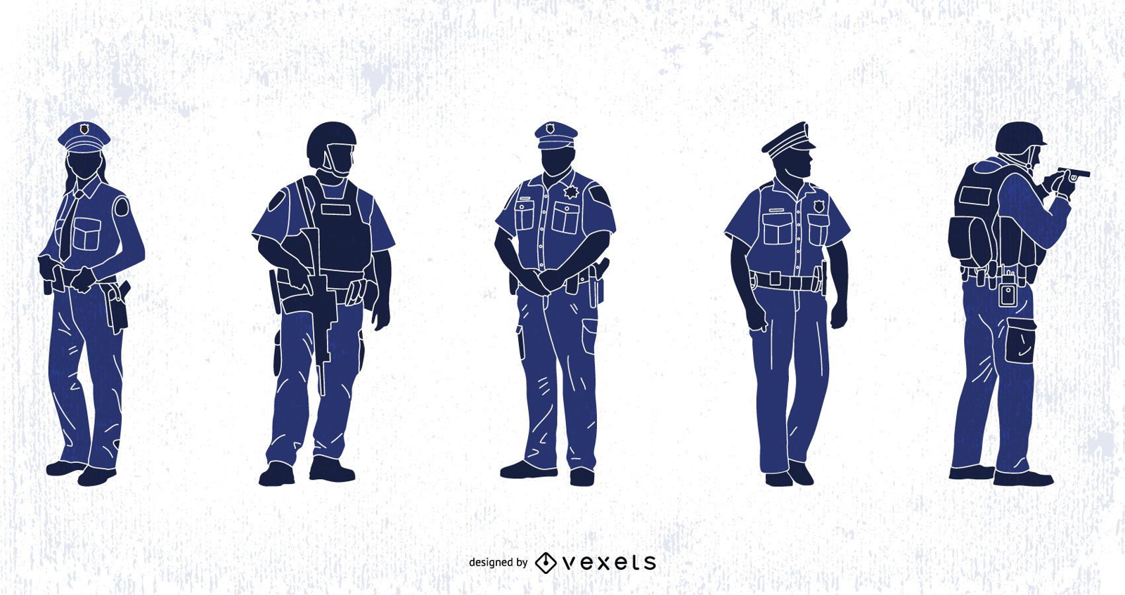 Police silhouettes set