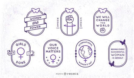 Conjunto de insignias de trazo del día de la mujer