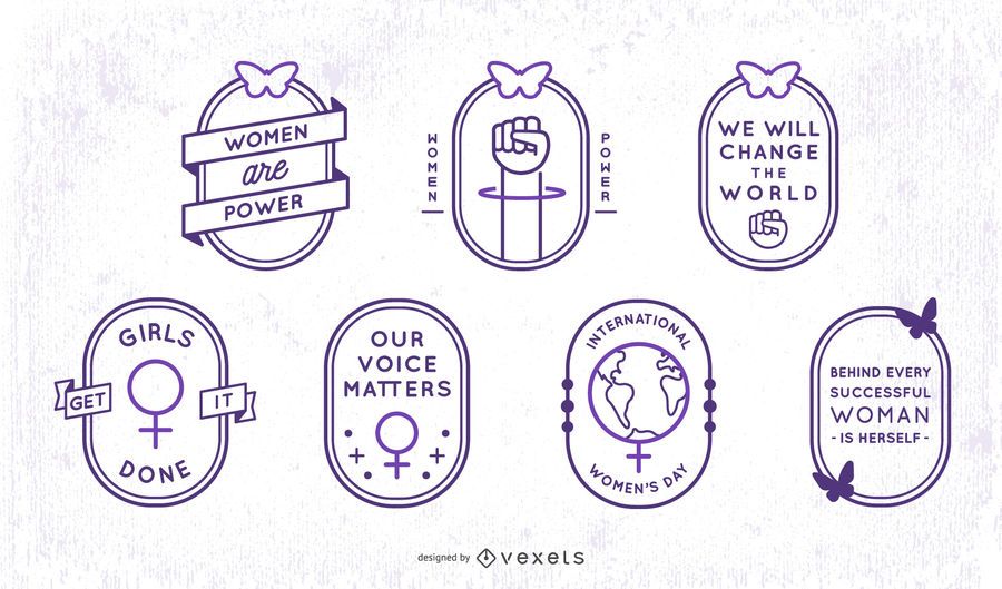 Womens day stroke badge set Womens day stroke badge set