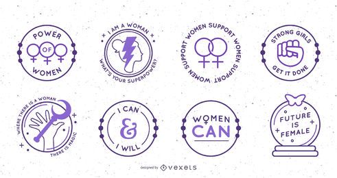 Womens day circular badges set Womens day circular badges set