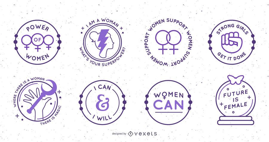 Conjunto de insignias circulares del día de la mujer. Conjunto de insignias circulares del día de la mujer.