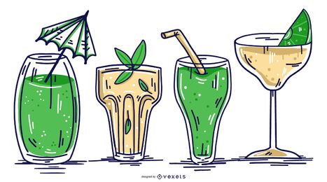 Conjunto de diseño de ilustración de vaso de agua Conjunto de diseño de ilustración de vaso de agua