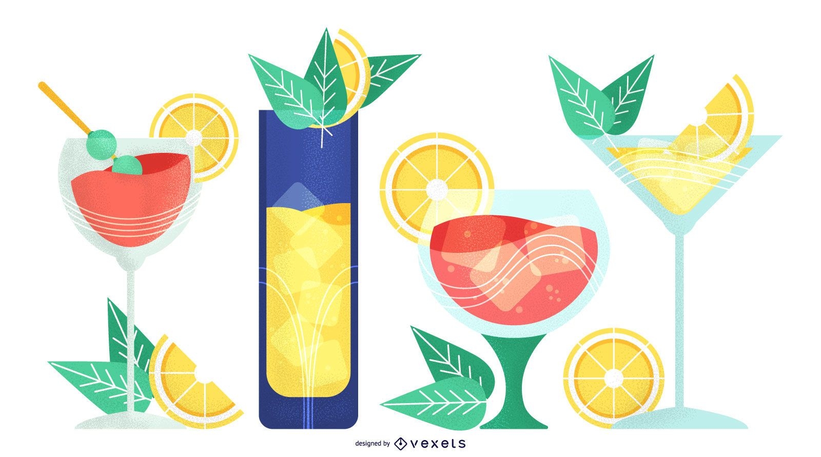 Paquete de ilustraciones de vasos para beber