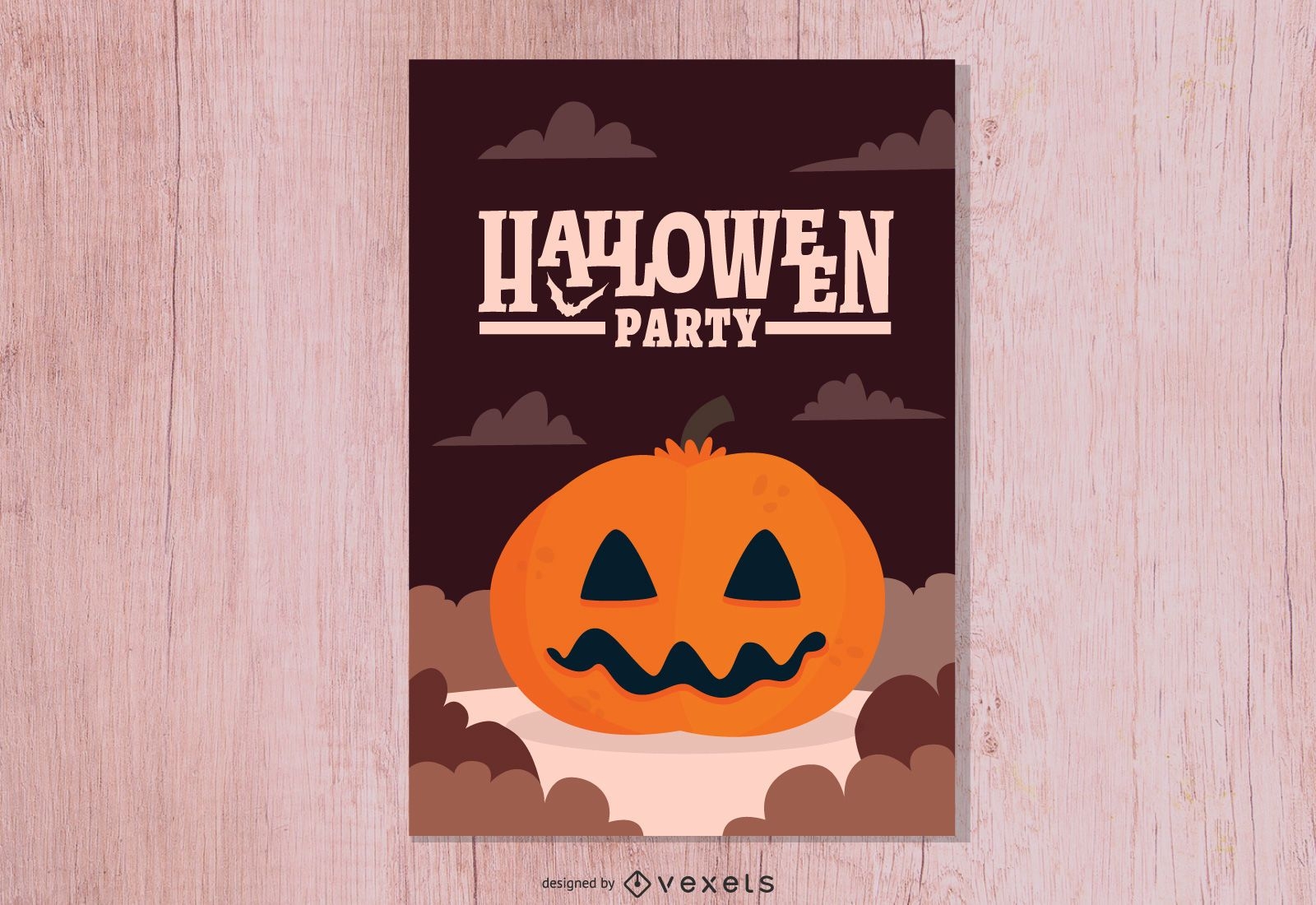 Cartão de festa de Halloween com abóbora