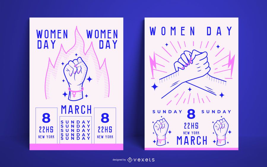 Women's day poster template set Women's day poster template set