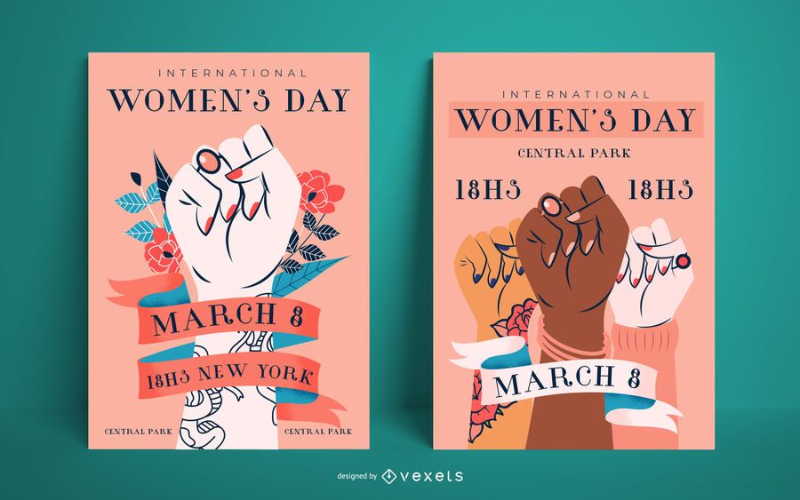 Conjunto de carteles del día de la mujer Conjunto de carteles del día de la mujer