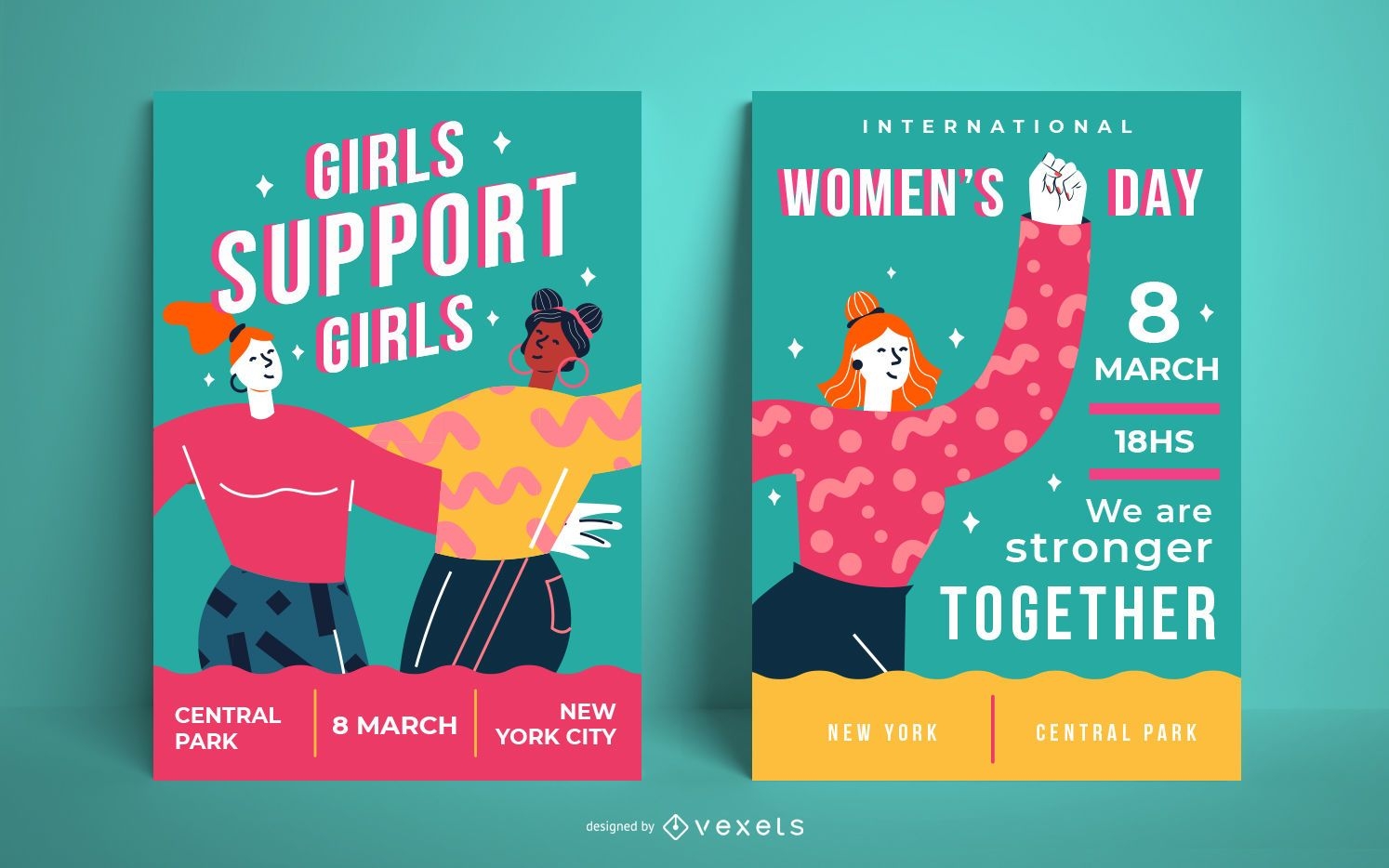 Bunte Plakate zum Frauentag