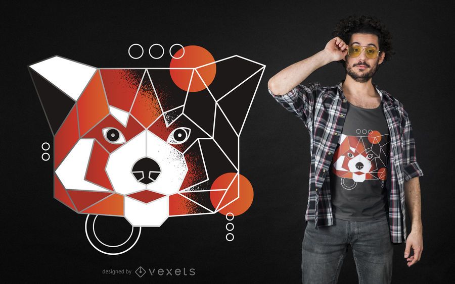 Polygonal Red Panda T-shirt Design Polygonal Red Panda T-shirt Design