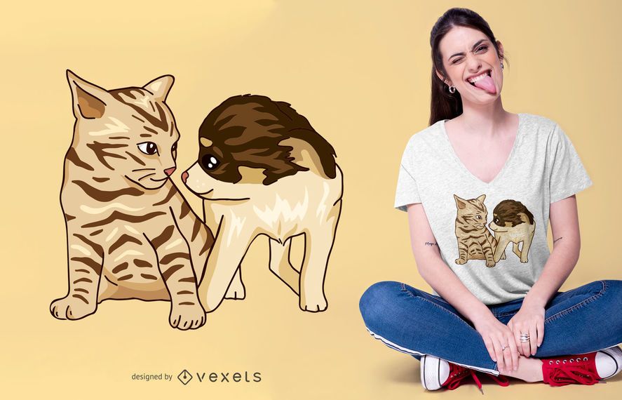 Puppy and Kitten T-shirt Design Puppy and Kitten T-shirt Design