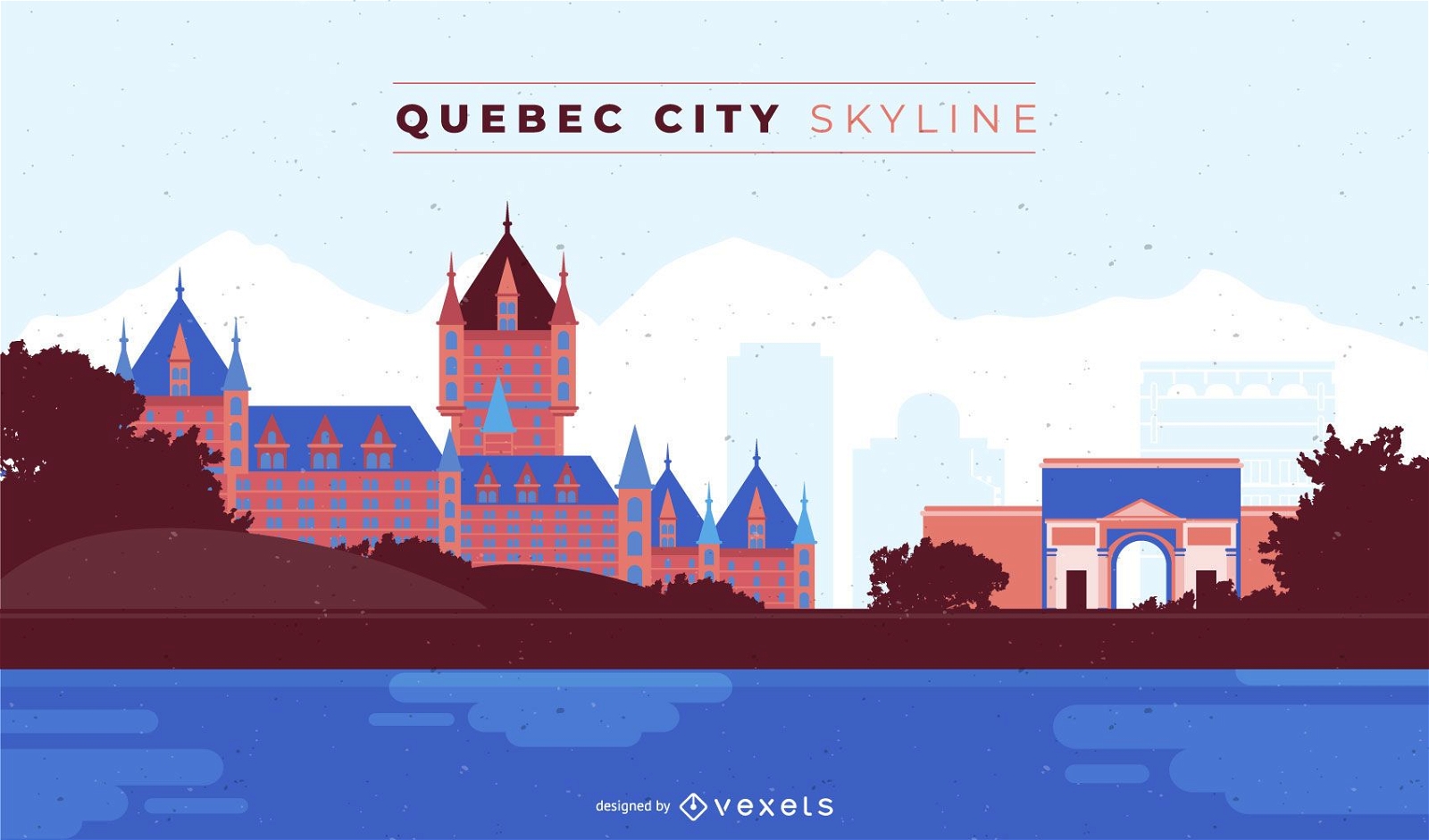 Projeto do horizonte colorido da cidade de Quebec