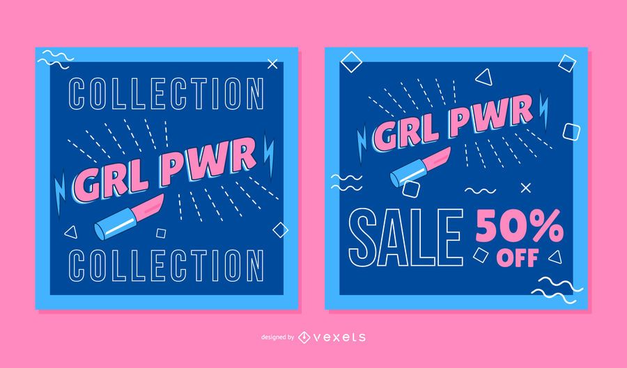 Women's day square banner set Women's day square banner set