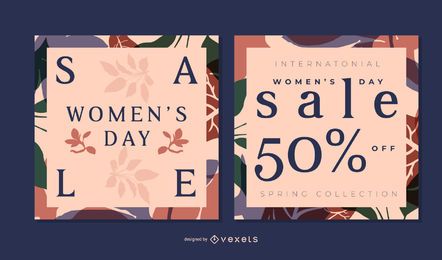Women's day floral banner set