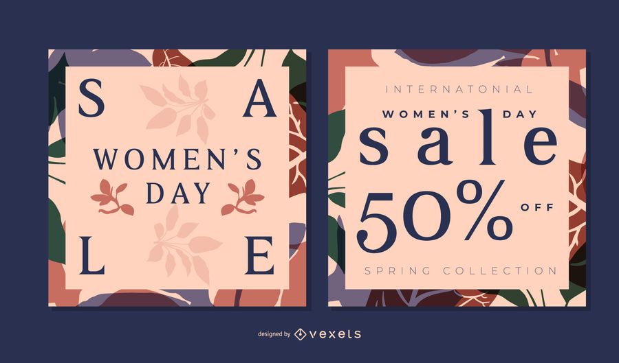 Women's day floral banner set Women's day floral banner set