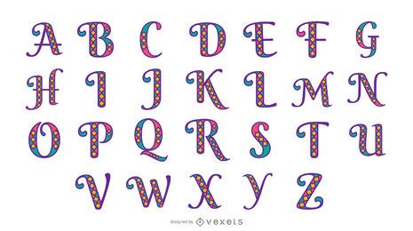 Mardi gras alphabet set