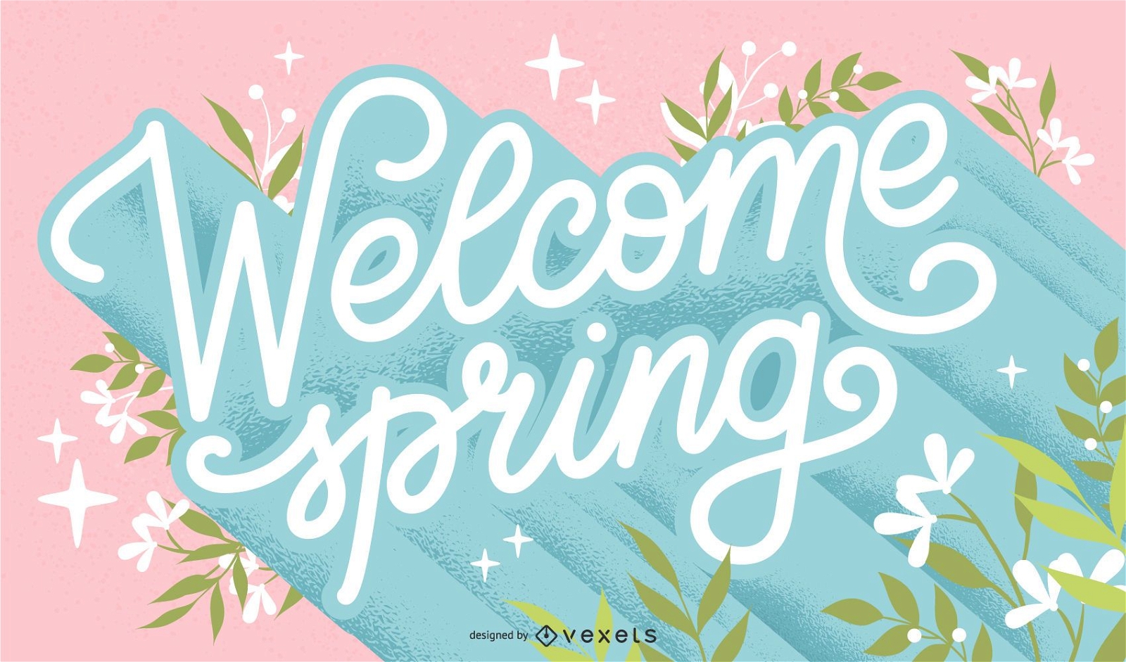 Welcome spring lettering design