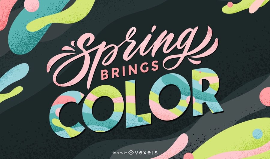 Spring Brings Color Lettering Design - Vector Download