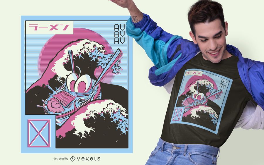 Ramen Vaporwave T-shirt Design Ramen Vaporwave T-shirt Design