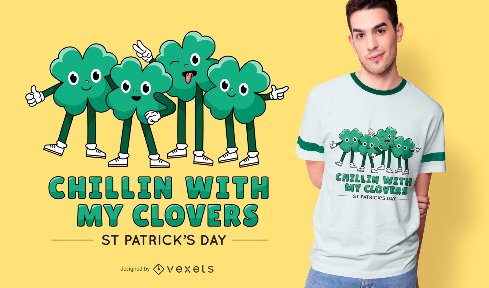 Diseño de camiseta de chillin clovers patrick