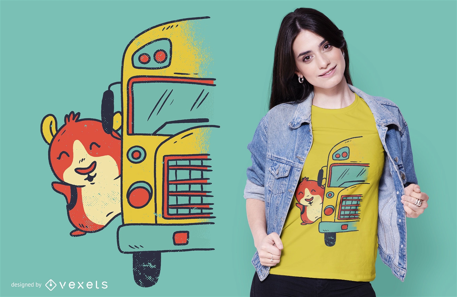 Design de camisetas do ônibus escolar da cobaia