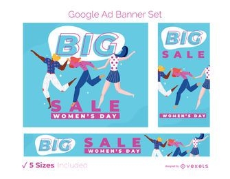 Conjunto de banners de anúncios para o dia da mulher