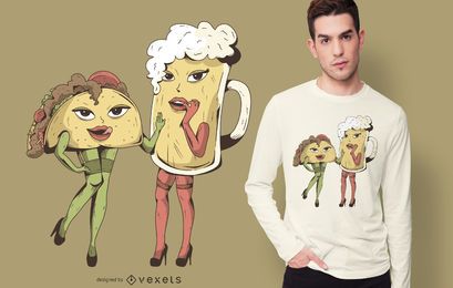 Design de t-shirt sexy cerveja taco Design de t-shirt sexy cerveja taco