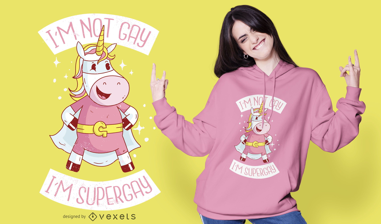 Diseño de camiseta de unicornio supergay
