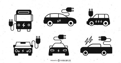 Conjunto de silueta de coche eléctrico Conjunto de silueta de coche eléctrico