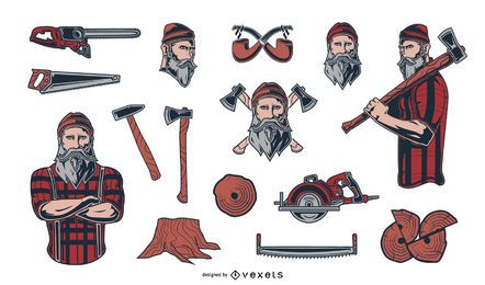 Lumberjack Illustration Elements Pack Lumberjack Illustration Elements Pack