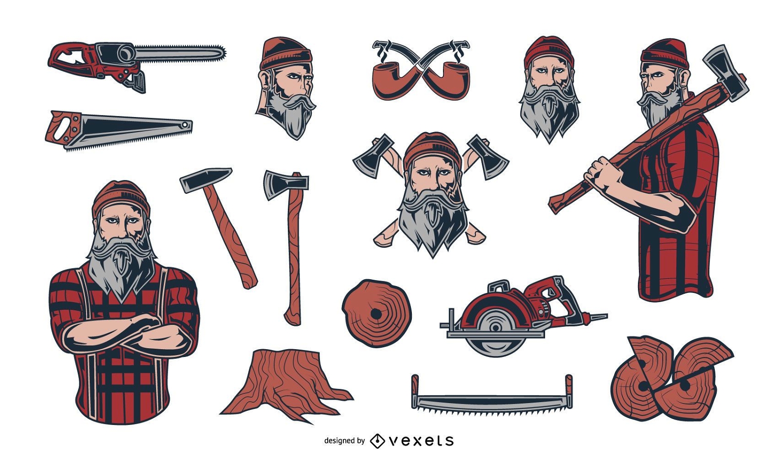 Lumberjack Illustration Elements Pack