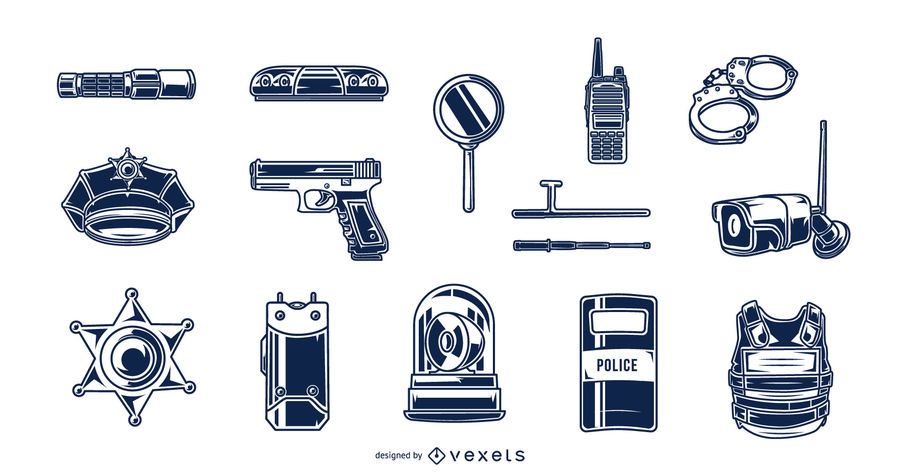 Paquete de silueta de elementos policiales Paquete de silueta de elementos policiales