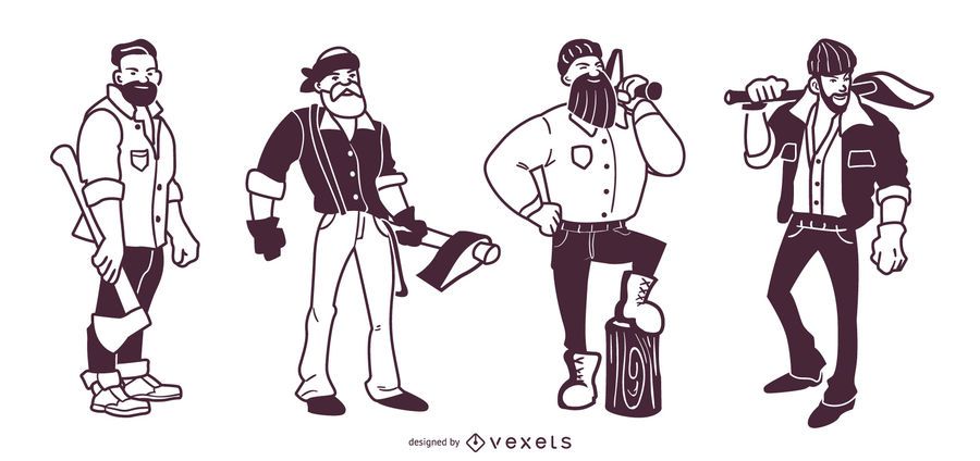 Lumberjack Stroke Characters Set Lumberjack Stroke Characters Set