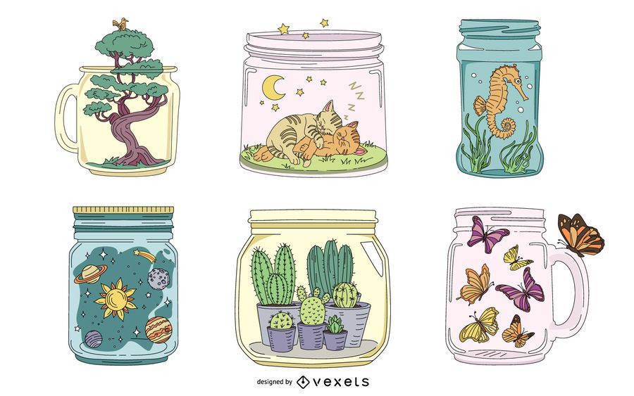 Mason Jar Beautiful Illustration Pack Mason Jar Beautiful Illustration Pack