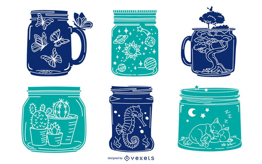 Mason Jar Illustration Silhouette Pack Mason Jar Illustration Silhouette Pack