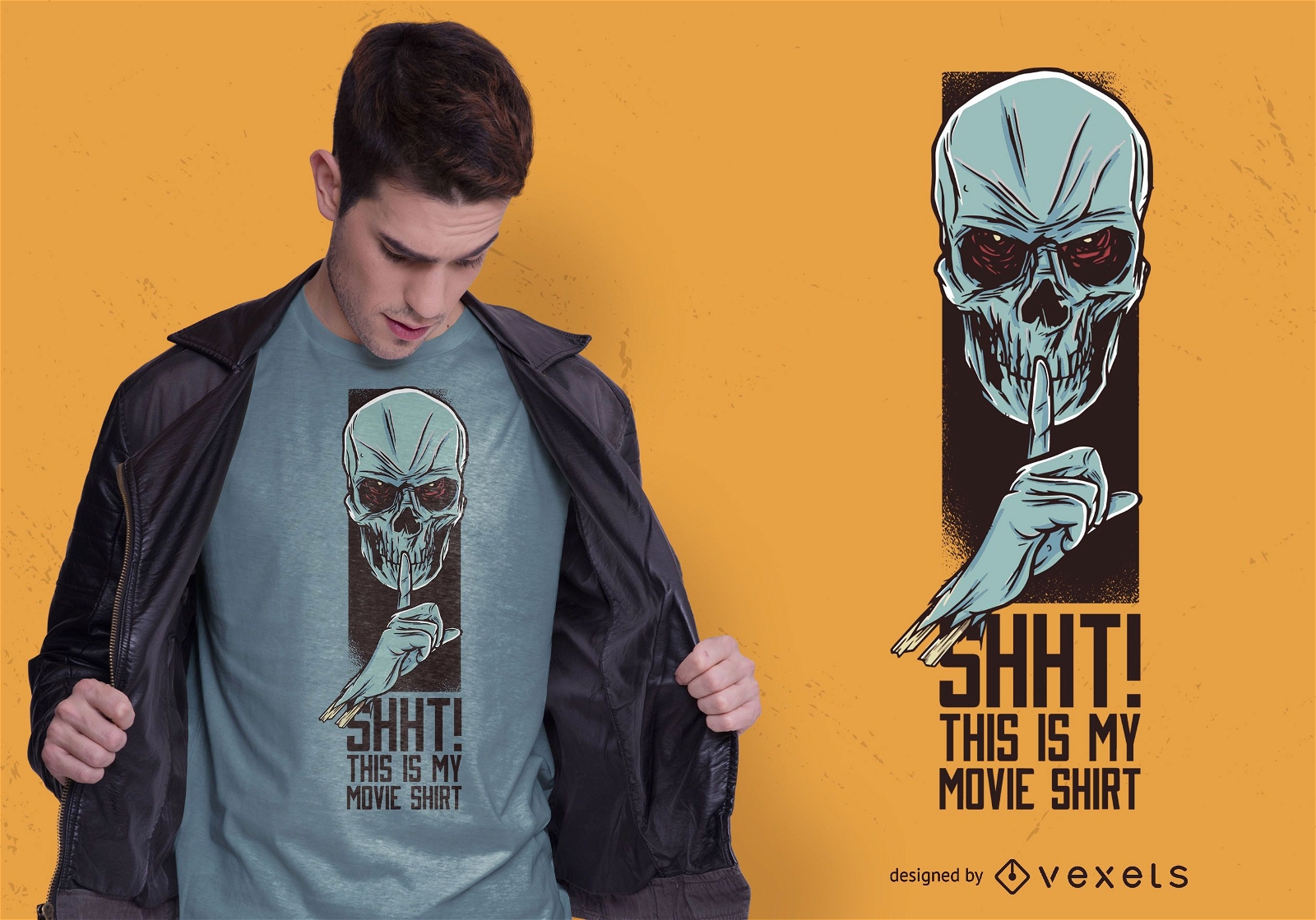 Diseño de camiseta Skull Movie