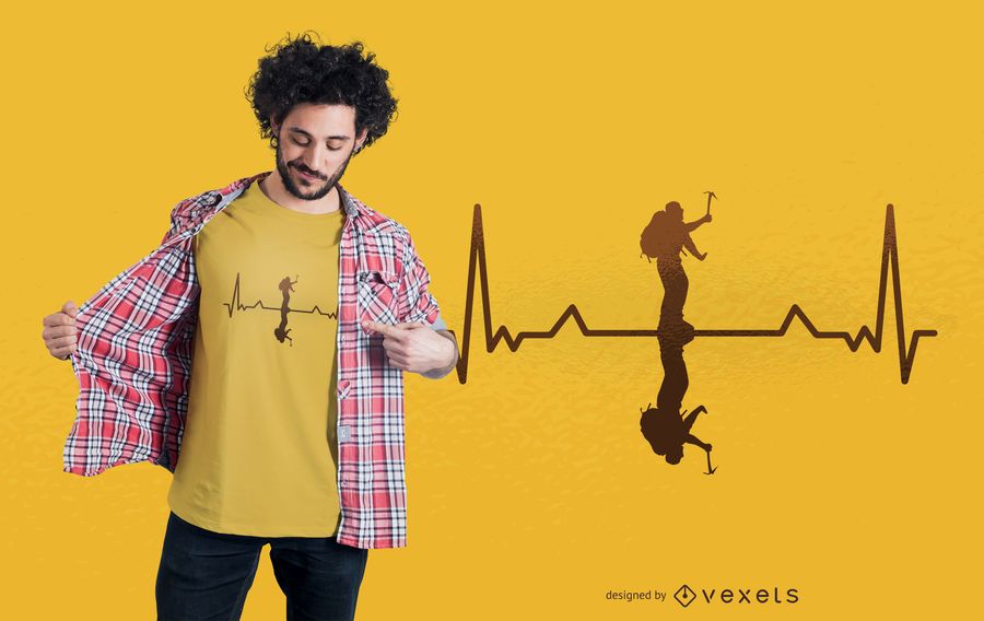 Heartbeat Mountaineer T-shirt Design Heartbeat Mountaineer T-shirt Design