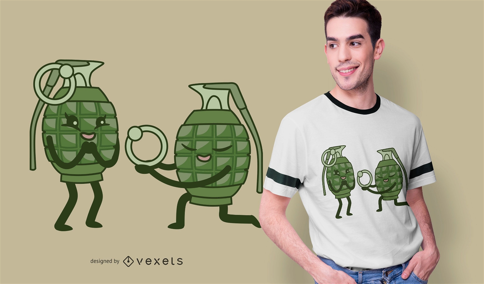 Design engraçado da camiseta do casal Grenade