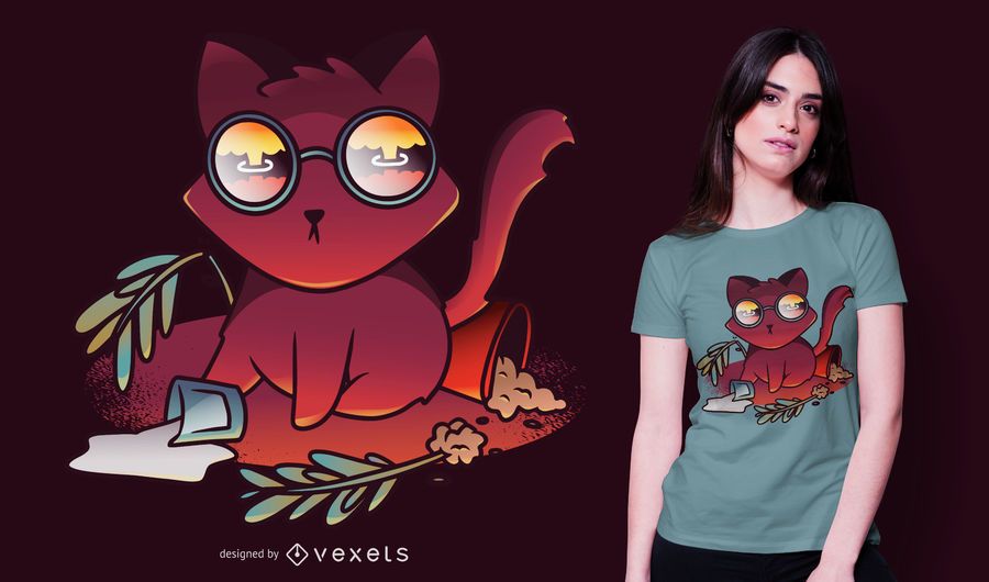 Projeto do t-shirt do gato da catástrofe Projeto do t-shirt do gato da catástrofe