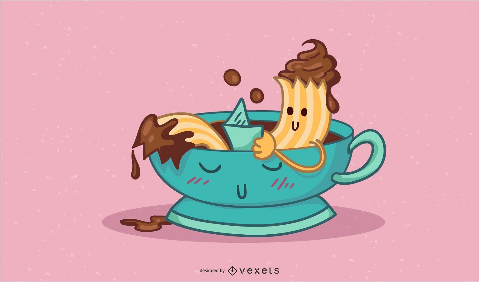 Chocolate Churro Food Character Illustration