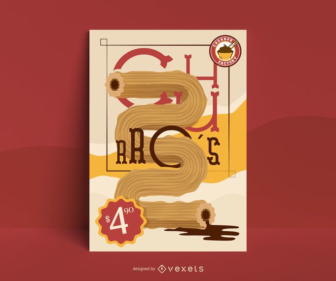 Design de cartaz de ilustração Churro Design de cartaz de ilustração Churro
