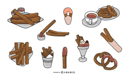 Churro Illustration Design Set Vector Download