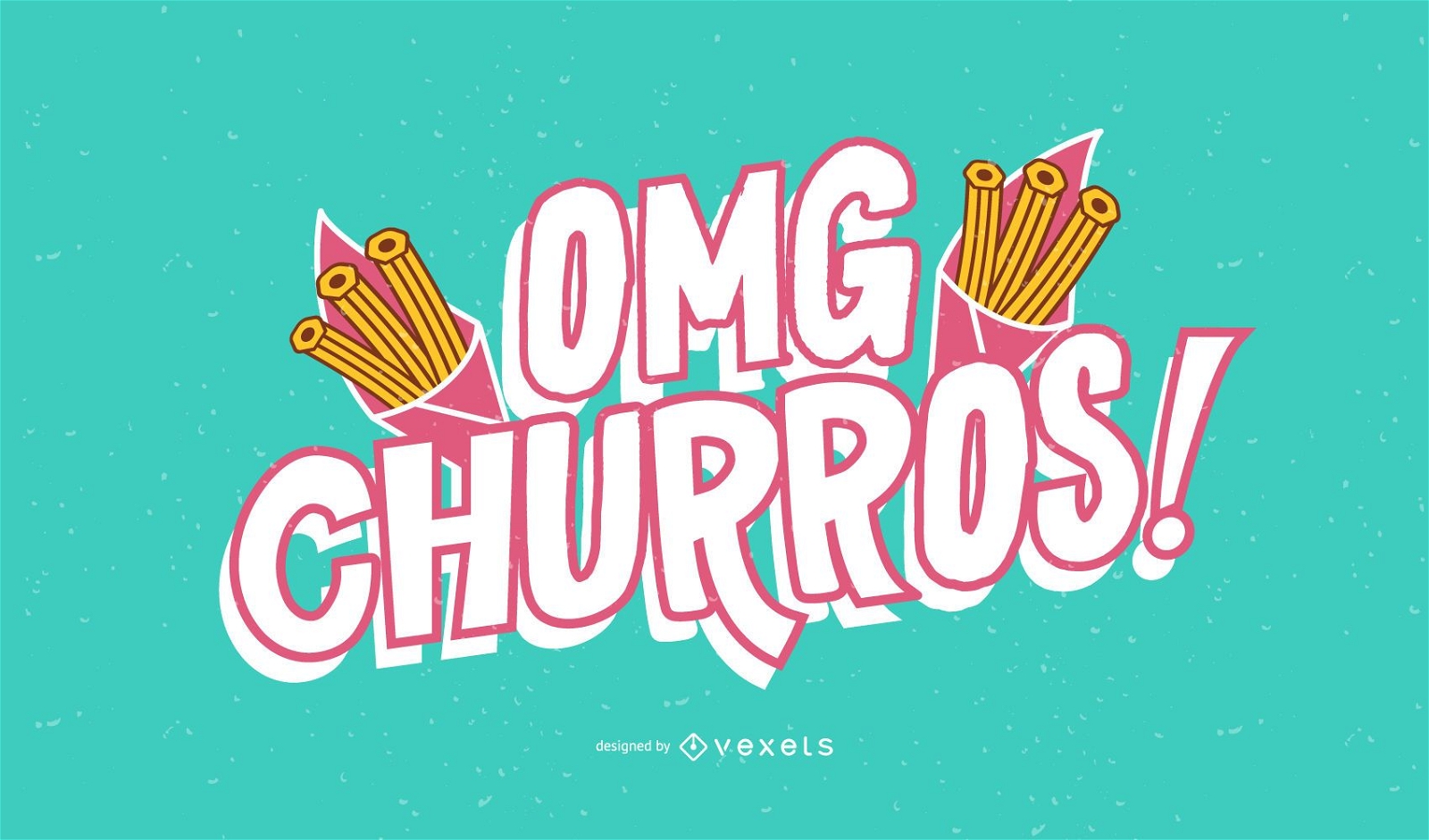 OMG churros lettering design