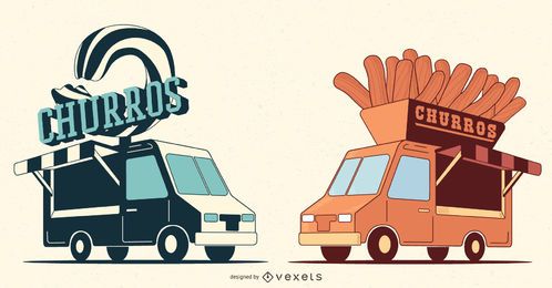 Churro van illustration set Churro van illustration set