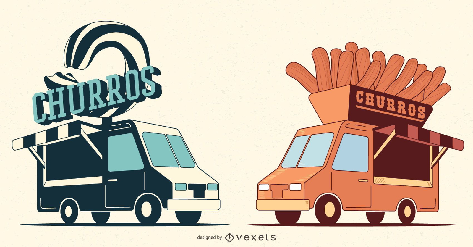 Churro van illustration set