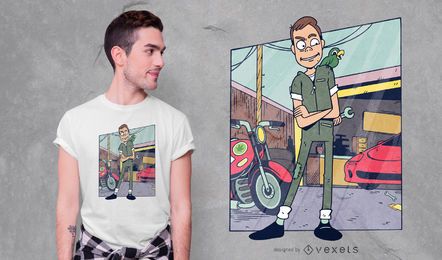 Mecânico com design de camiseta de papagaio