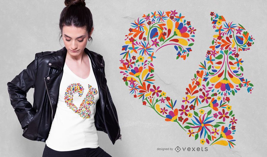 Diseño de camiseta floral de ardilla Diseño de camiseta floral de ardilla
