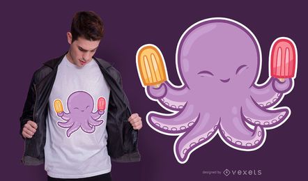 Diseño lindo de camiseta de pulpo Diseño lindo de camiseta de pulpo
