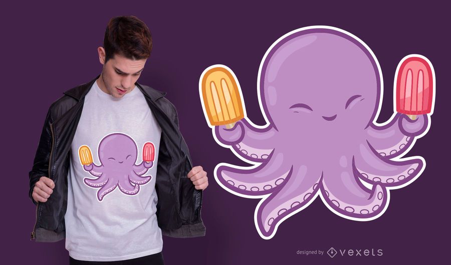 Diseño lindo de camiseta de pulpo Diseño lindo de camiseta de pulpo
